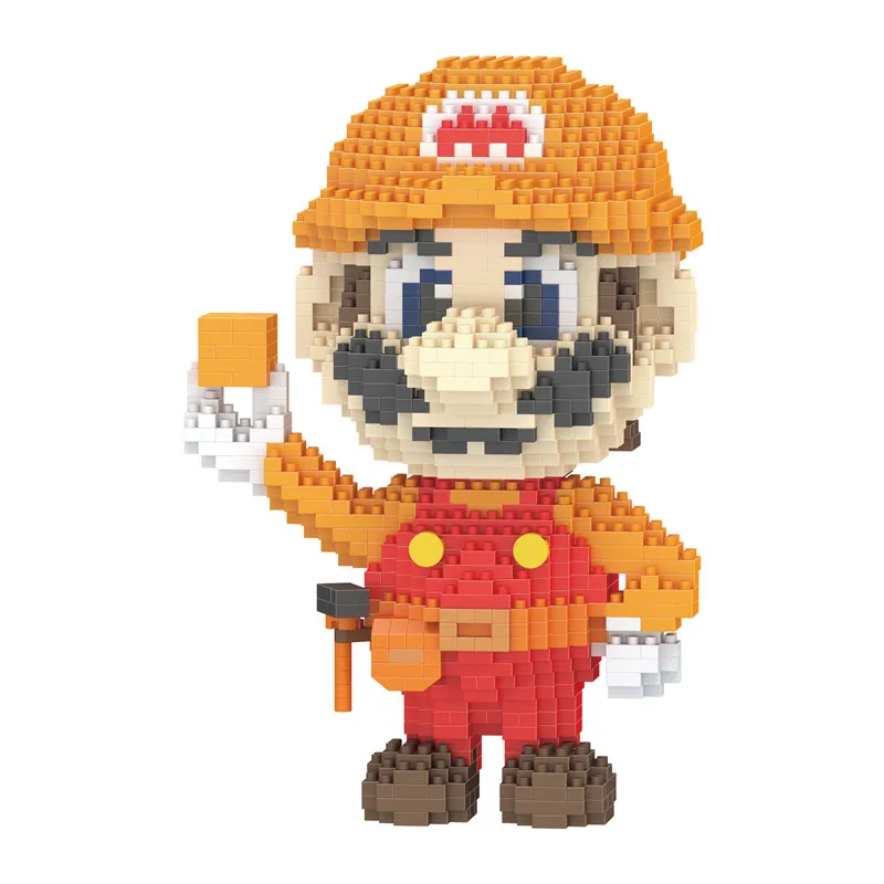 9 modelos de Mini Super Mario Bros Luigi Yoshi Waluigi Bloques de Niños Educativos Micro Mario Cosplay Edificio de Ladrillo Juguetes 4