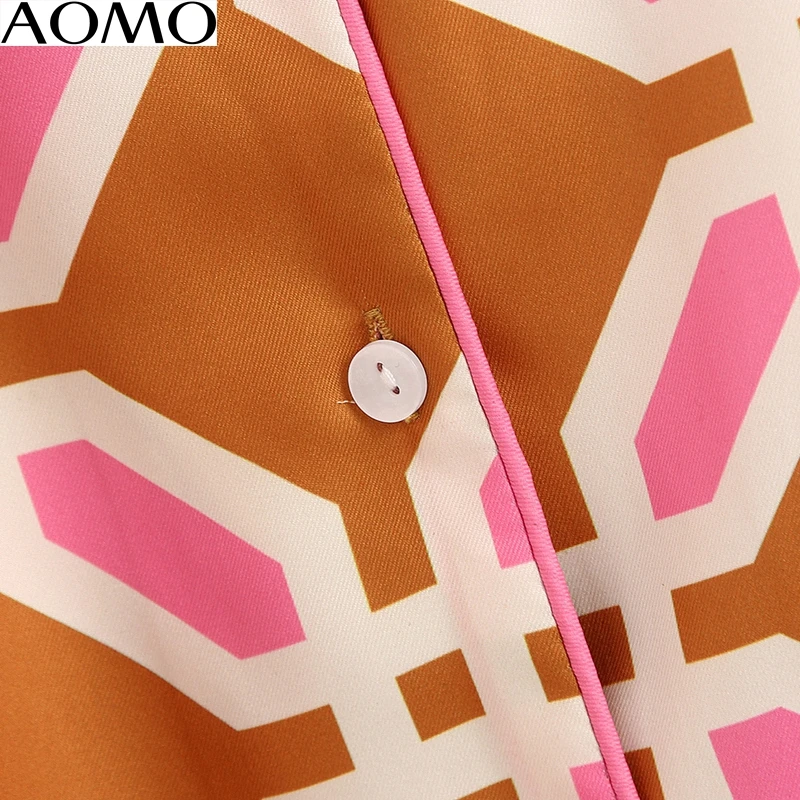 AOMO de la moda de las mujeres de gran tamaño de impresión de la gasa de la blusa de verano de manga corta elegante femenina casual suelto blusas tops BE363A 4
