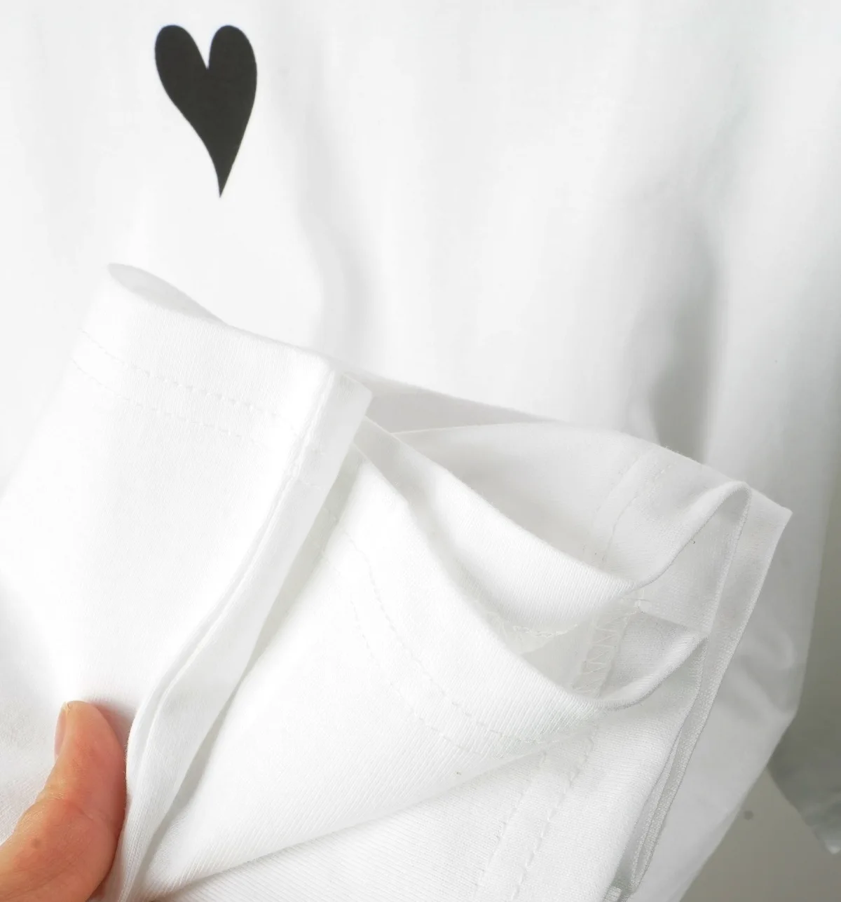 2021 De La Primavera Verano De La Mujer T-Camisa De Señora O-Cuello Suelto Amor Impresión Del Patrón De Manga Corta Camiseta Blanca Superior 4