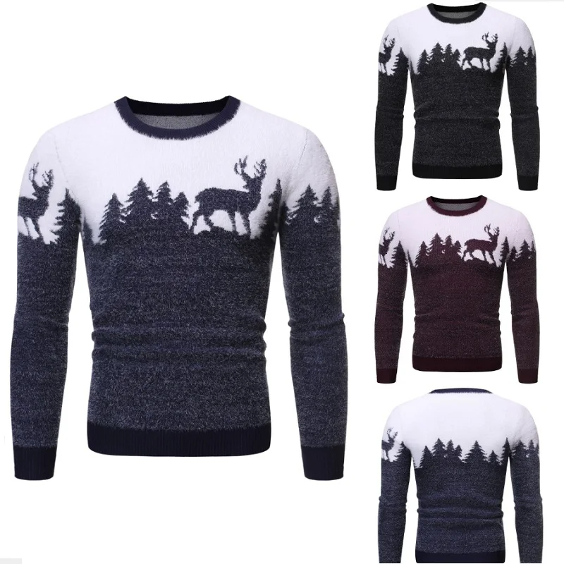 Caliente el estilo de otoño/invierno 2020 masculino de Navidad de los ciervos jersey suéter casual suéter de punto que adelgaza la tendencia masculina 4