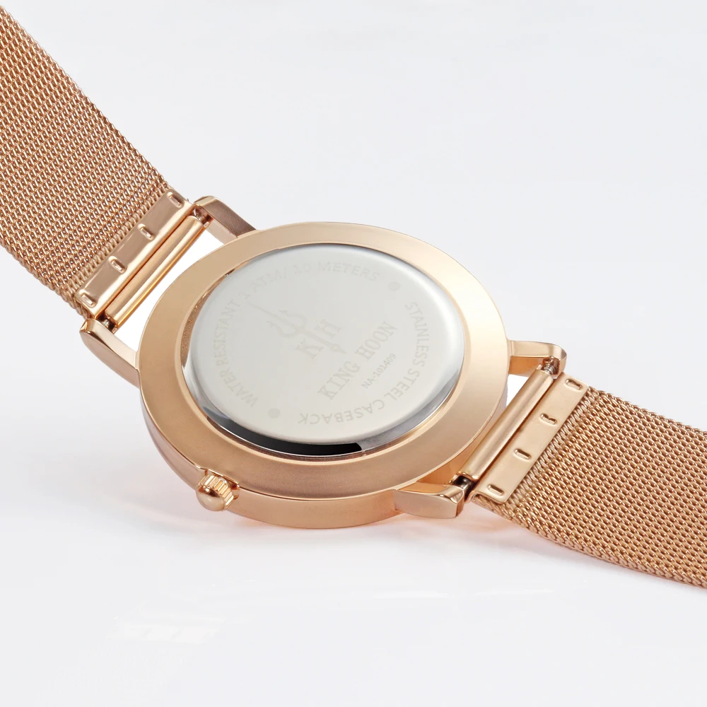 REY HOON Mujeres Relojes Ultra Delgada de Acero Inoxidable reloj de Pulsera de Cuarzo de la Pulsera de diamantes de Imitación reloj de montre Femme reloj reloj de las mujeres 4