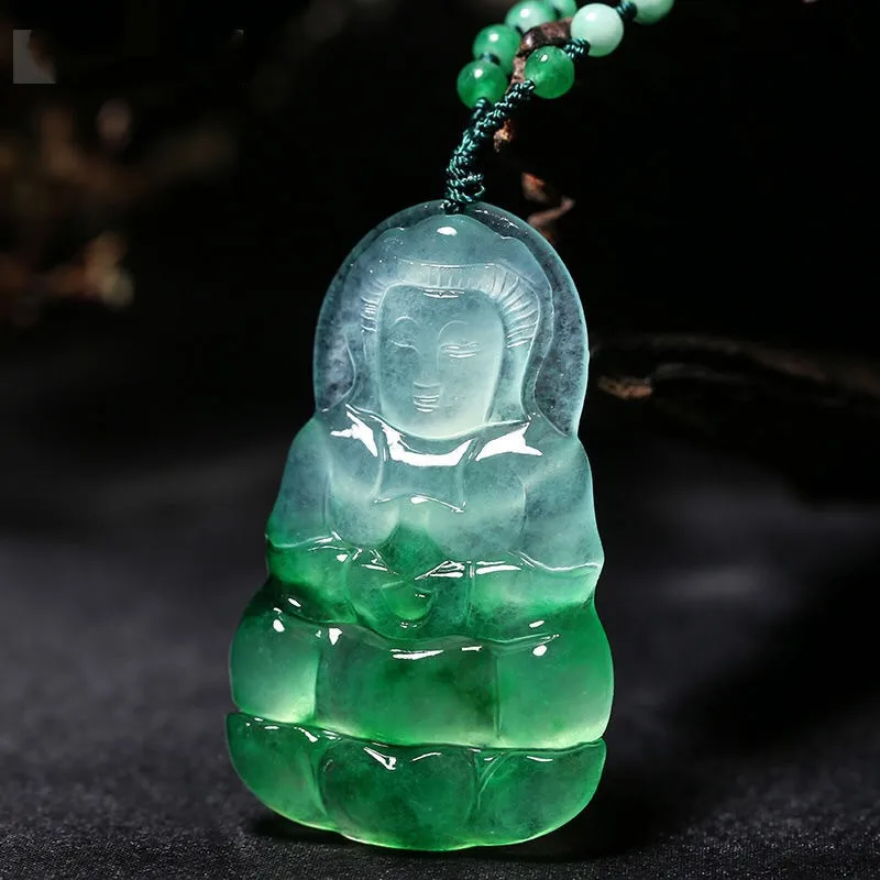Tallada Guanyin Colgante De Jade Natural De China Blanco Verde Jadeíta Bodhisattva Collar De La Joyería De La Moda Amuleto Hombre De Suerte Regalos 4