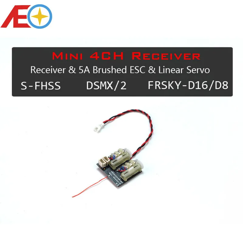 AEORC RX24X de la serie Mini Micro RX 4CH Receptor Integrado 1S 5A cepillado ESC lineal Servo(1.00 Clavija 3P) Enchufe Con TELEM 4