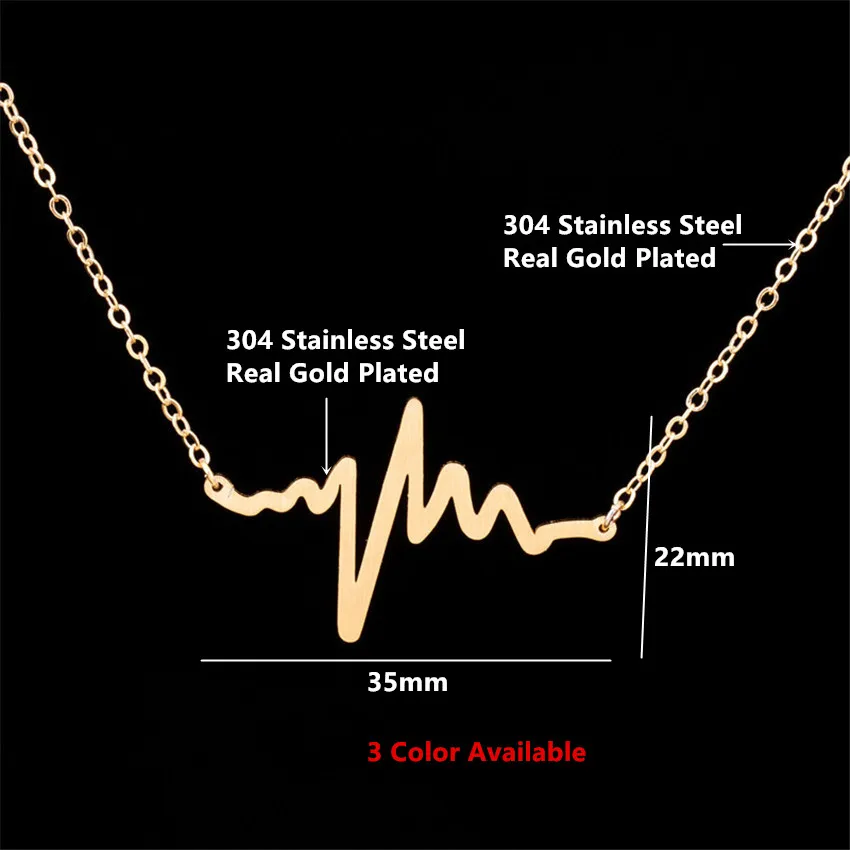 10PCS Estilo Retro de Oro de Plata de Color Latido del Corazón Bohemio de Collar de Cadena de ECG Latido del corazón Collares para las Mujeres Joyería de la Moda 4