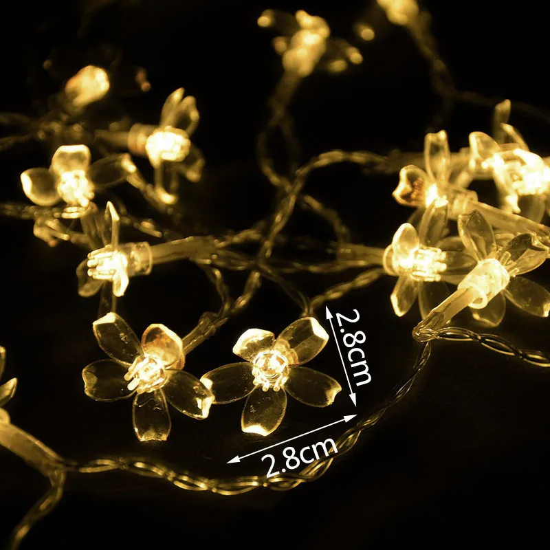 2M/3M 20LED Snowflaker Garland Cadena de Luces Alimentado por Batería Flores de Cerezo de Hadas de la Luz Para el Año Nuevo Árbol de Navidad Decoración para el Hogar 4