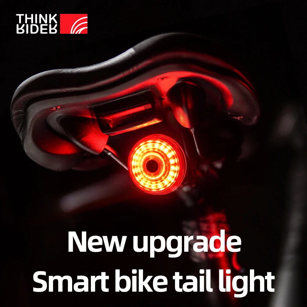 ThinkRider Bicicleta luz trasera de bicicleta Inteligente de Freno de Auto Detección de la Luz intermitente de carga USB paseo de noche impermeable 4