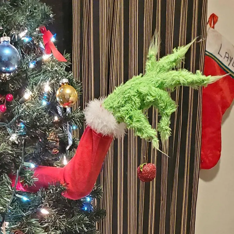 Peludo Verde Grinch Brazo Adorno Titular para El Árbol de Navidad para la Navidad, Fiesta en Casa de la SDF-NAVE 4