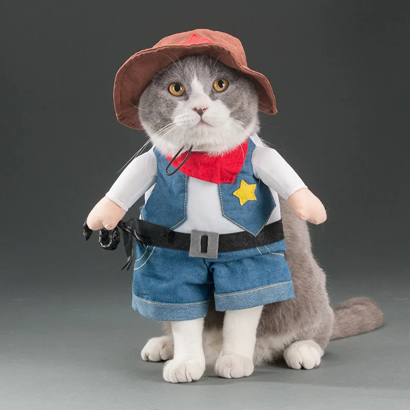 La primavera y el Otoño mascota disfraz de gato lindo divertido gracioso divertido disfraz de gato y de perro de la ropa stand juego de disfraces estéreo 4