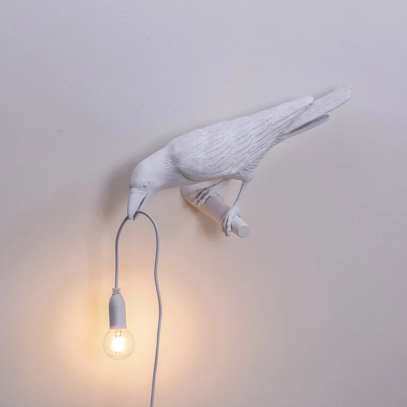 Retro Blanco Negro Pájaro Lámpara de Mesa LED de la Mesilla de Dormitorio Sala Comedor Loft Decoración del Hogar Design Noche, Escritorio de Madera, Luces de 220v 4