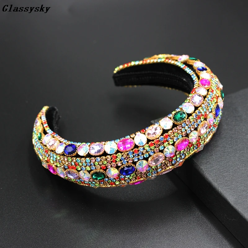 2020Fashion Novedad Barroco de Lujo Lleno de Grandes Perlas de Cristal Collar de Diademas de Pedrería Vinchas Brillante Partido Headbands835 4