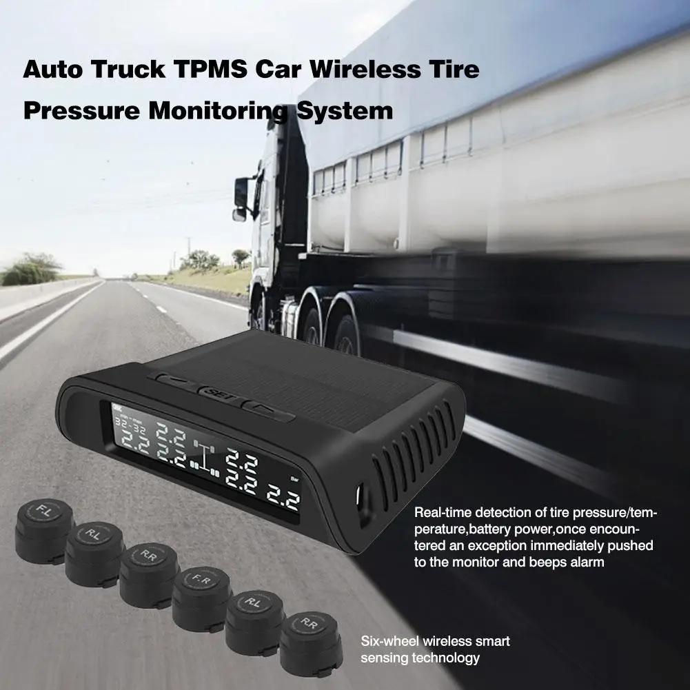 Auto Truck TPMS Inalámbrico para Coche de la Presión de los Neumáticos Sistema de Vigilancia Con 6 Sensores Externos de la Batería Reemplazable de la Pantalla LCD Para Remolque 4
