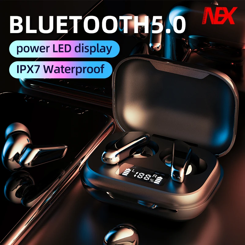 Mini Bluetooth 5.0 de Auriculares inalámbricos de 9D estéreo estéreo de deportes de agua ipx7 reducción de ruido de la música con los auriculares con micrófono. 4