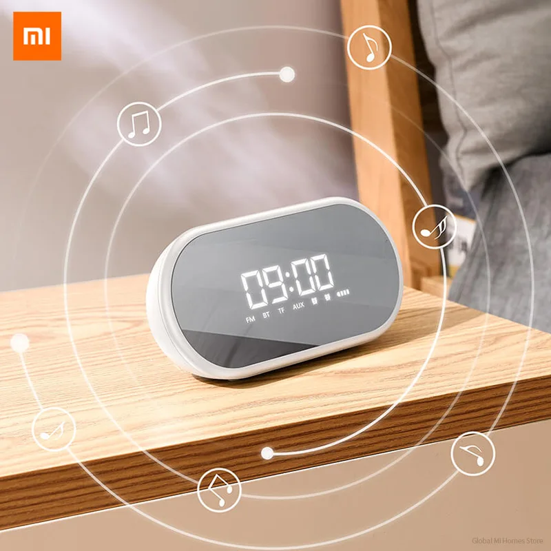 Original Xiaomi Youpin Mijia BASEUS Mini Reloj de Alarma Inalámbrico Bluetooth altavoz hogar subwoofer espejo de radio 3D surround 4