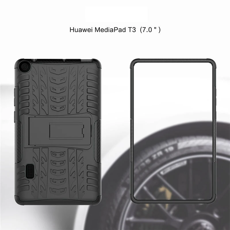 Híbrido Armadura de Soporte de Silicona caja de la Tableta Huawei MediaPad T3 7 BG2-W09 7.0 WiFi de la pulgada de la Versión Cubierta del Soporte Funda+Película 4