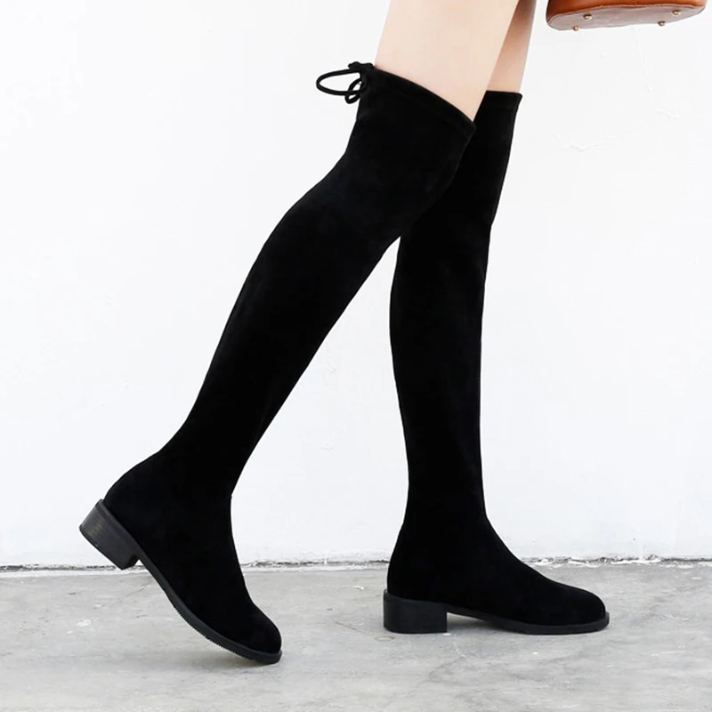 2020 Slim de Tejido elástico de la Rodilla Botas Altas de Plataforma Botas de Invierno de las Mujeres Botas de Invierno Zapatos de las Mujeres de Calcetín Botas Sobre la Rodilla de Arranque 4