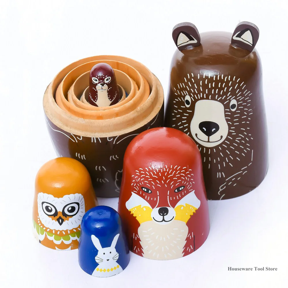 Linda Muñeca rusa Encantadora el Tema de los Animales de Anidación de Muñecas para Niños de Navidad Regalo de Cumpleaños Decoración de la Habitación de la Casa 4