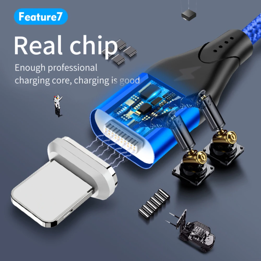 Magnético Micro USB Cable Para el iPhone Samsung Android Xiaomi Carga Rápida Imán Cargador USB Tipo C Cable de Teléfono Móvil Cable de Alambre 4