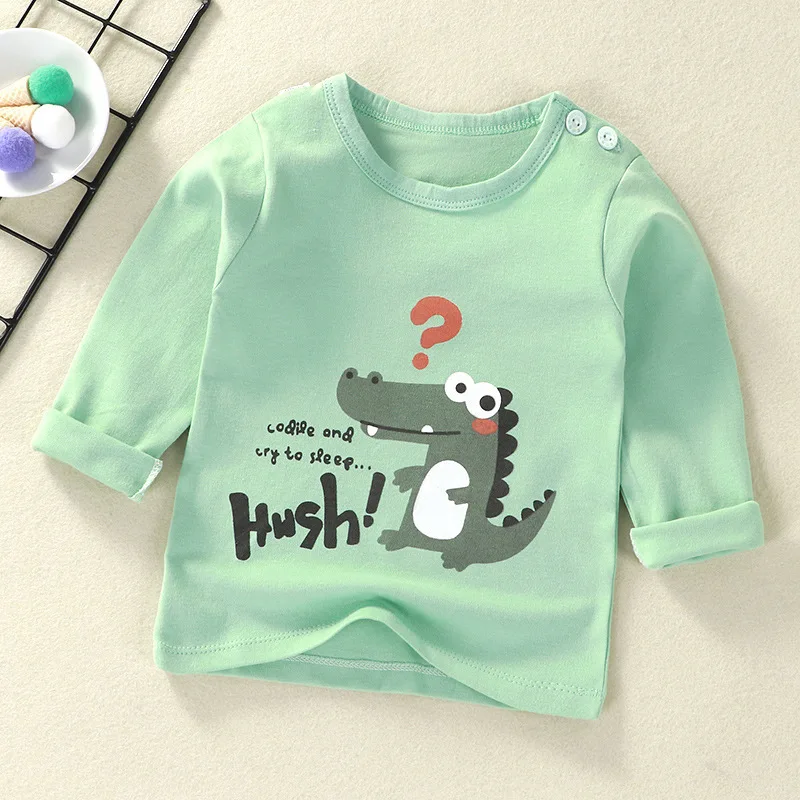 6M-6T Bebé de manga larga t-shirt Unisex de algodón ropa de niños camisetas parte superior de los niños tees de Muchos dibujos animados estilo de tops camiseta de la ropa 4