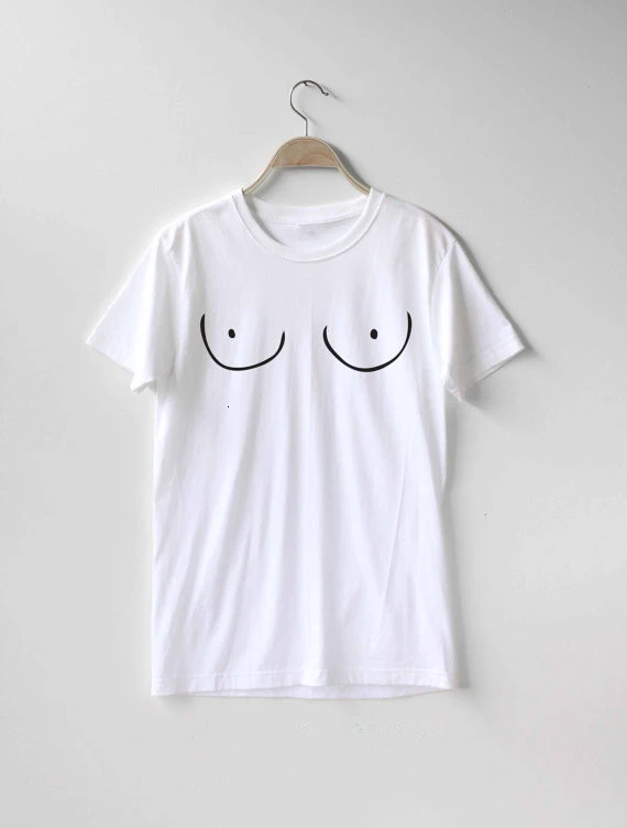 Divertido Mujeres entidad des T-Shirt de dibujos animados Dibujados Piqueros de Dibujado a Mano de las Mujeres no Tienen Necesidad Tetas Casual tops tumblr chicas tetas camiseta - K130 4