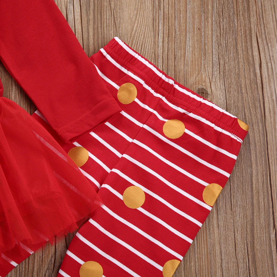Xams Lindo Bebé Niña Santa Trajes de Niño Niños Bebés Niñas de Navidad Conjunto de Tutu T-shirt Top+Pantalones Conjuntos de Ropa 4