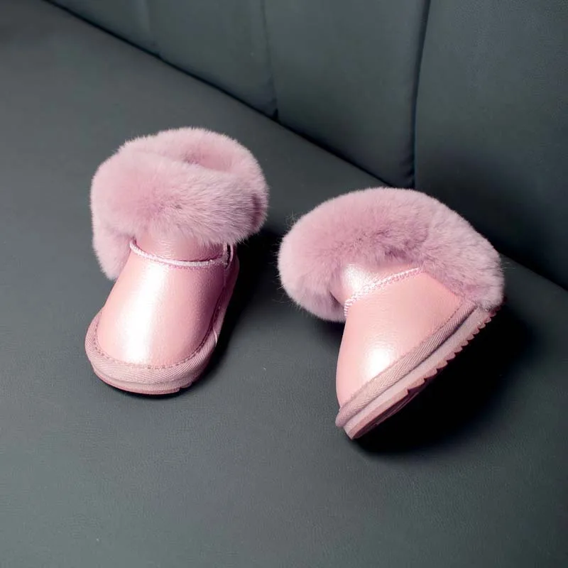 DIMI 2020 Invierno Cálido Zapatos de Bebé para Niño Niña Niño Botas de Suave Microfibra de Cuero Impermeable Antideslizante de Felpa Bebé Botas de Nieve 4