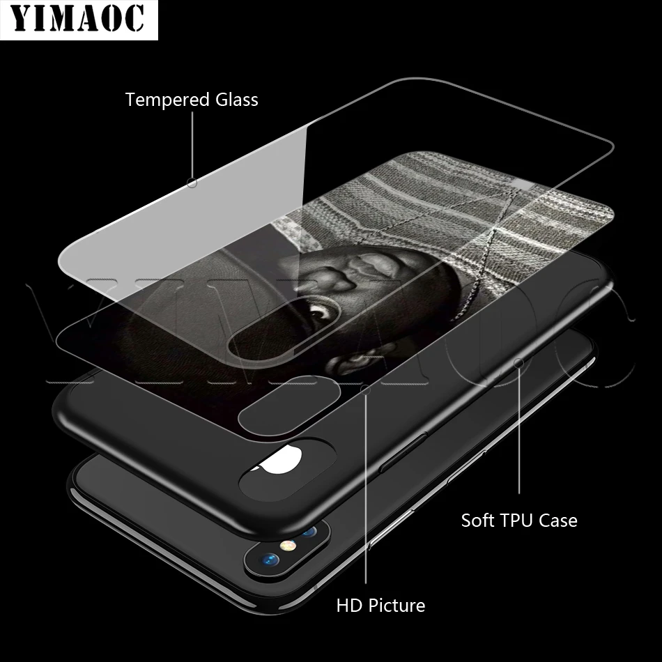 YIMAOC Notorious BIG Biggie Vidrio Templado de Caso para el iPhone 11 Pro XS MAX XR X 8 7 6 6S Plus 4