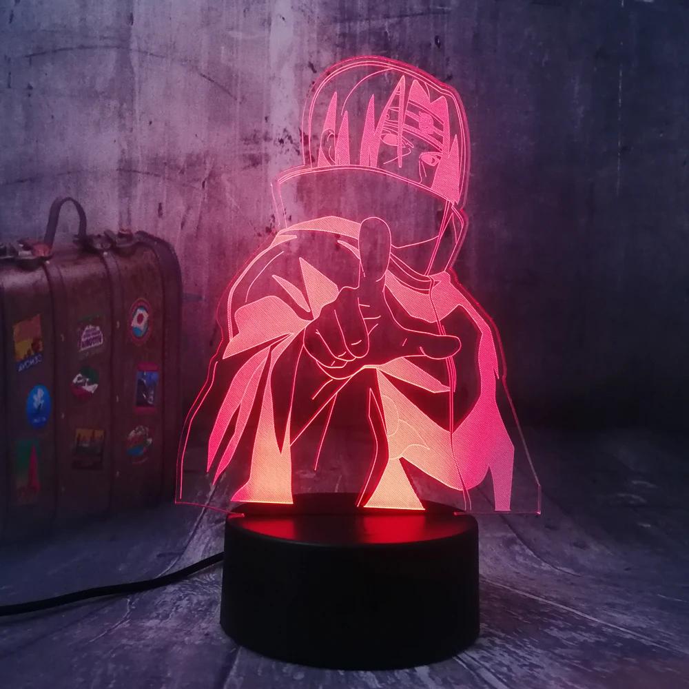 Naruto Leyendas Uchiha Sasuke Uzumaki Naruto 3D Luz de Noche LED USB Tabla Sueño Lámpara de la Decoración de la Habitación del Niño Niño Niño Juguete de Navidad de la lámpara 4