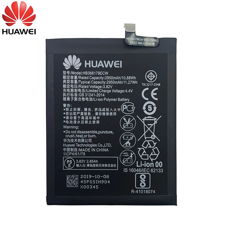 Original Hua Wei Reemplazo de la Batería Para Huawei Nova 2 CAZ-TL00 CAZ-AL10 Nova2 HB366179ECW Genuino de la Batería del Teléfono 2950mAh 4