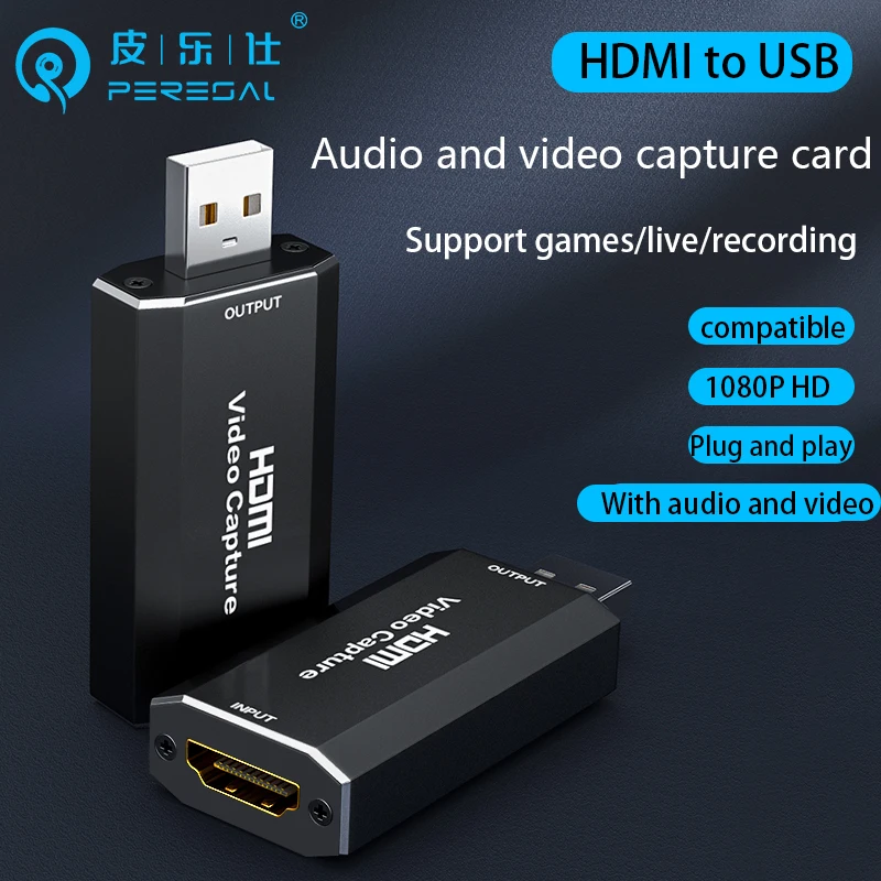 PERESAL tarjeta de captura de vídeo hdmi de captura de cuadro para PS4/Interruptor de la consola de juegos para computadora/ordenador portátil de Grabación de la transmisión en Vivo 4