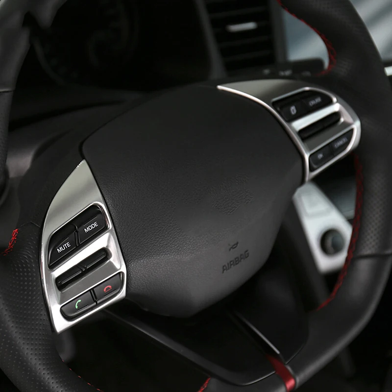 Para Hyundai Kona 2017 2018 2019 ABS Cromado Accesorios del Coche de Dirección Botón de la Rueda del Marco de Cubierta de la etiqueta Engomada de la Decoración de Estilo 2pcs 4