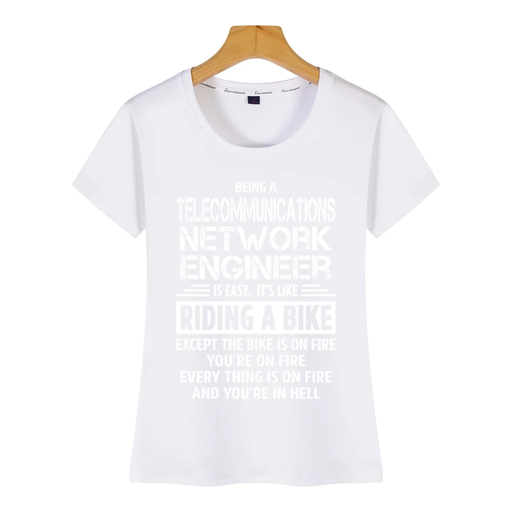 Tops Camiseta de las Mujeres de la red de telecomunicaciones ingeniero de Verano Harajuku de Algodón Mujeres Camiseta 4