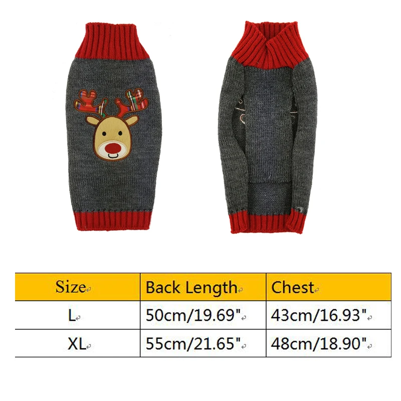 Xmas Mascota De Ropa De Perro Reno Diseño Suéter De Navidad Cálido Abrigo Cachorro De Prendas De Punto Jersey De Elk Trajes Para Medianas Y Grandes Perros 4