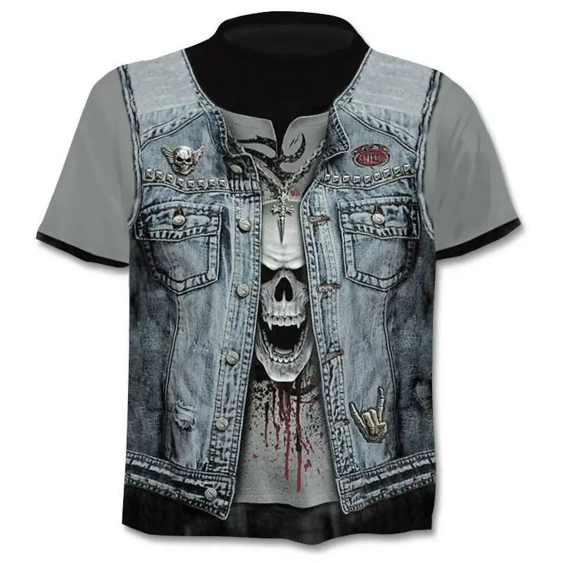 Nuevo Mens Cráneo camisetas de Marca de estilo punk dedo cráneo 3Dt - camisas de los Hombres Tops de Hip hop de la impresión 3d del cráneo punisher T-shirt dropshipping 4
