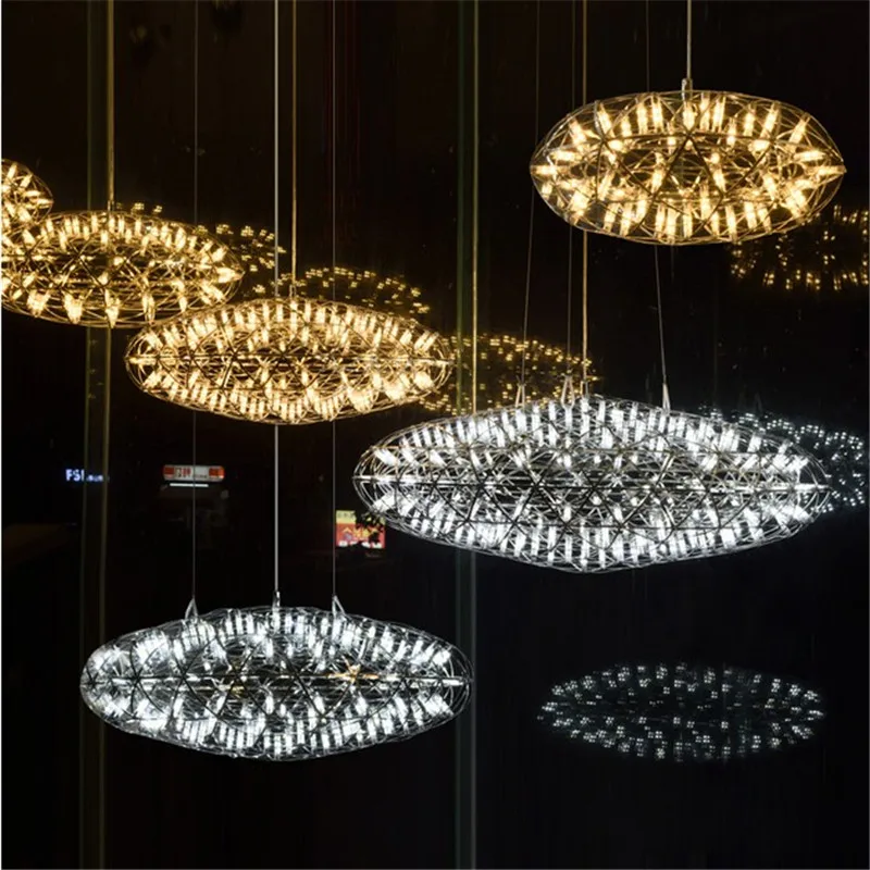 Diseño moderno Colgante LED de Luz de fuegos artificiales Colgante Lámparas de Comedor Sala de la Lámpara Colgante de acero Inoxidable de cromo de la Iluminación interior del Led 4