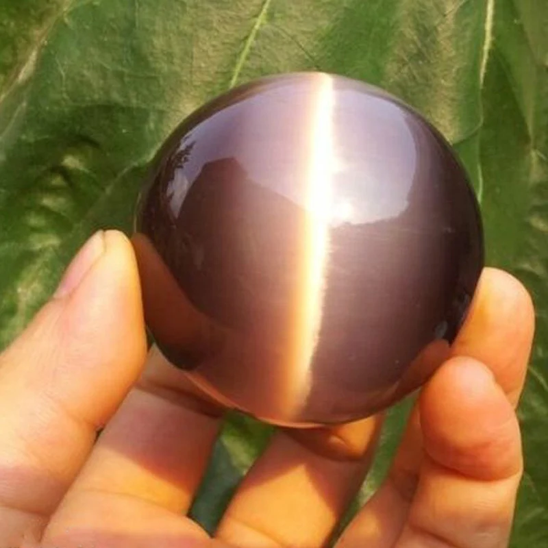 40mm Raro Natural de Cuarzo Púrpura de Ojo de Gato de Cristal de la Curación de la Bola de la Esfera de la Oficina de Decoración para el Hogar 4