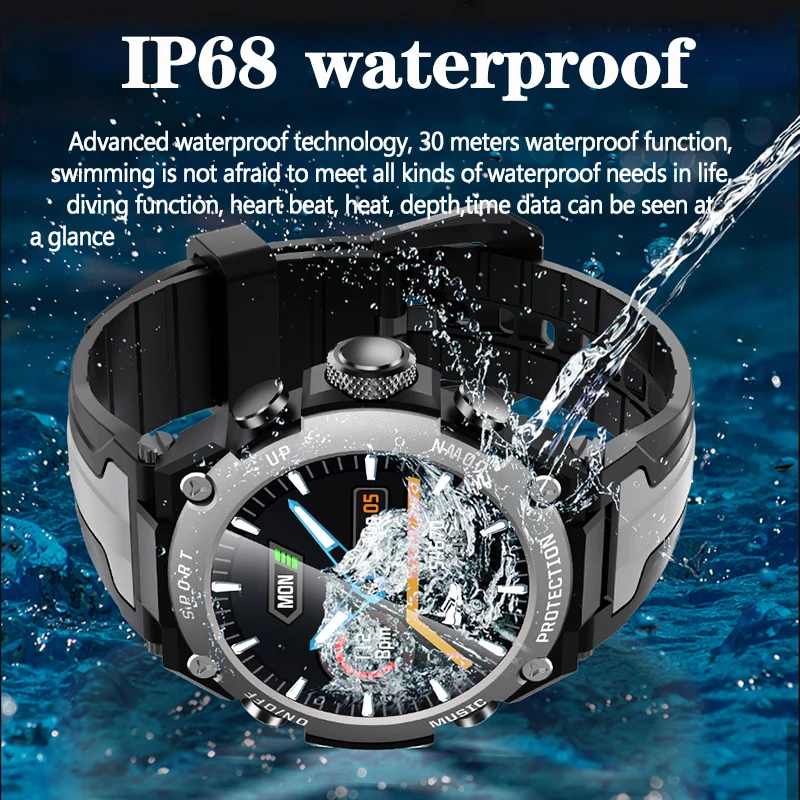 LIGE Reloj Inteligente de los Hombres de Música Bluetooth Monitor de Ritmo Cardíaco de la Actividad de Seguimiento de la Aptitud Reloj al aire libre del Deporte de la prenda Impermeable IP68 Smartwatch 4