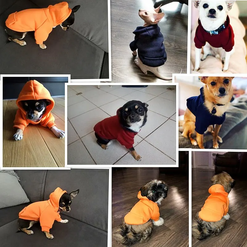 El otoño y el Invierno Ropa de Perro Mascota Ropa de Color Sólido Suéter con Capucha para Mascotas Suéter de Peluche Ropa 4