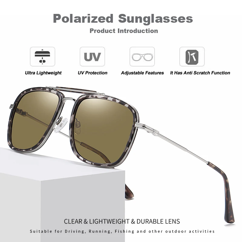 AWGSEE Nuevo Polarizado Gafas de sol de los Hombres de la Vendimia de la Marca del Diseñador de Tonos de Marco de Metal de Anteojos Mujeres Lentes Cuadradas de protección UV 4