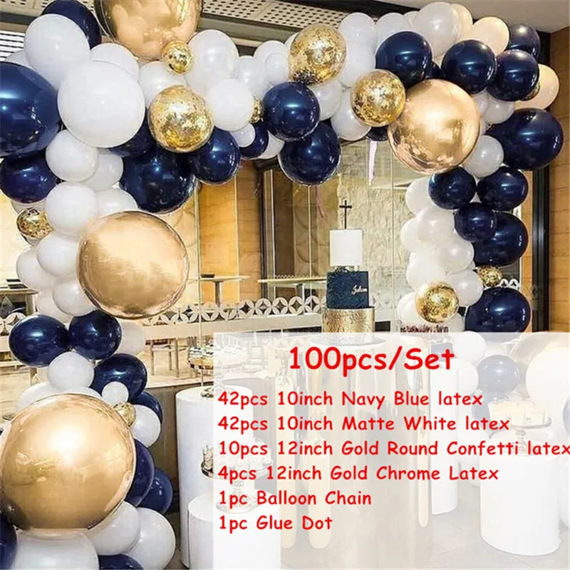 100pcs/lot color Azul marino Metalizado Globo Arco Kit de la Boda de la Fiesta de Cumpleaños de Macaron de Látex de los Globos Confeti Guirnalda Decoración Balaos 4