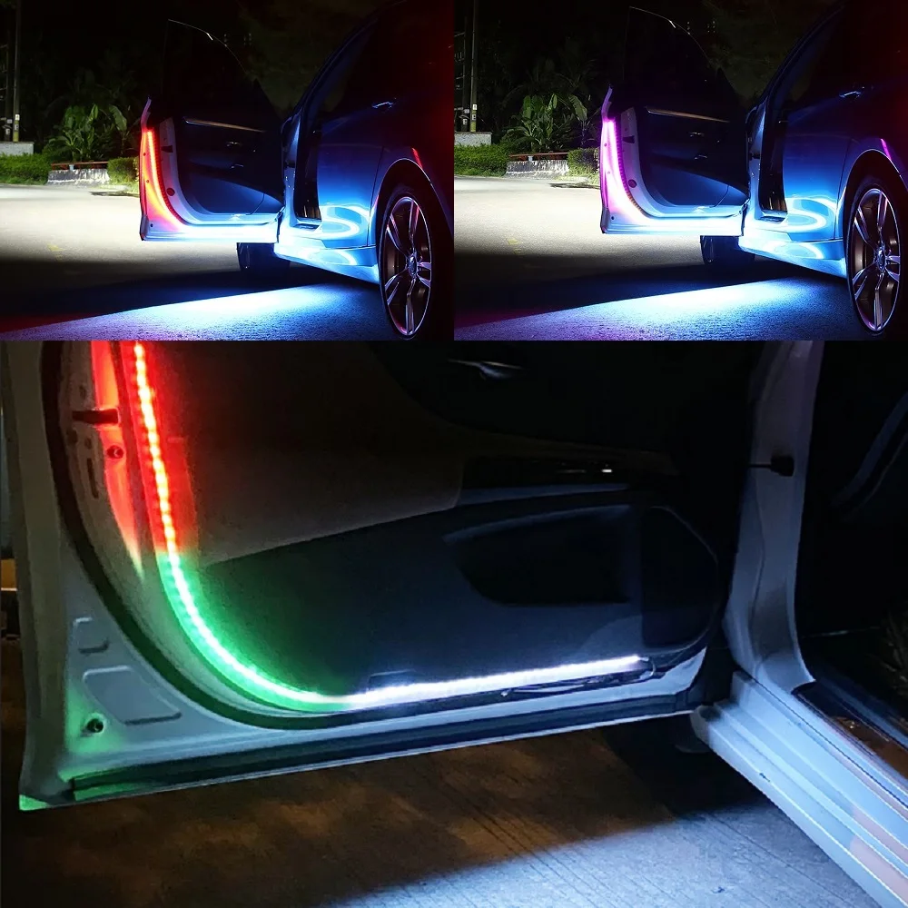 OKEEN de Coche Universal de Apertura de Puertas de Advertencia Luces de LED RGB de Bienvenida de la Decoración de la Lámpara de Tiras Anti Colisión Trasera de Seguridad Auto Accesorios 4