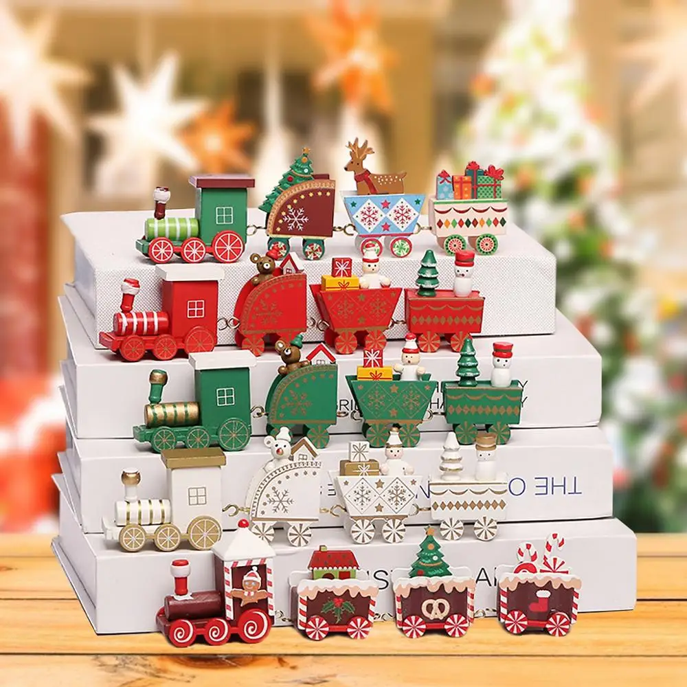 De Madera De Navidad De Tren Adorno De Navidad, Decoración Para El Hogar De Santa Claus Regalos Juguetes Manualidades Tabla Deco Navidad Nueva 2020 Año 2021 4