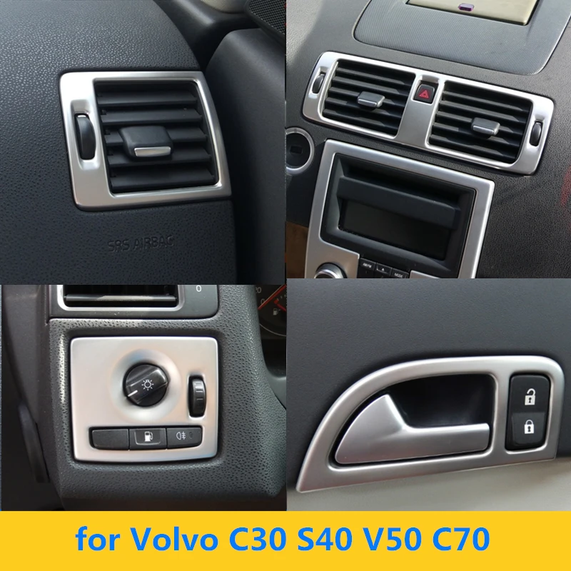 Interior del coche de Acero Inoxidable, Decoración de ajuste para el Volvo C30 S40 V50 C70 Coche Estilo Accesorios 4