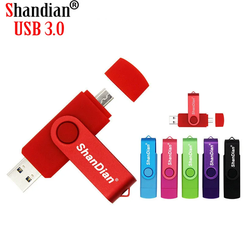 SHANDIAN 9 colores USB 3.0 teléfono Inteligente de la unidad Flash USB OTG pendrive de 4GB 8GB 16GB 32GB 64GB Micro disco para el teléfono caliente de la venta 4