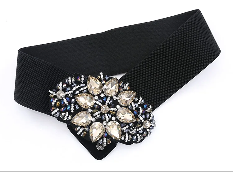 KASURE de Lujo Brillante Diamante Cinturón Ancho Para Mujer de imitación de diamante con Elástico en la Cintura Damas de colores de Cristal Vestido de Decoración 4