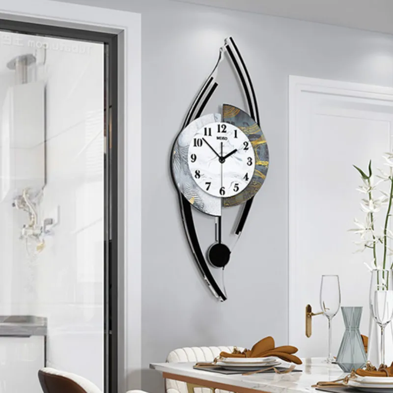 Luz nórdica de lujo creativo reloj de pared de la sala de estar minimalista moderno casa del reloj restaurante de moda de la decoración de la pared LX110308 4
