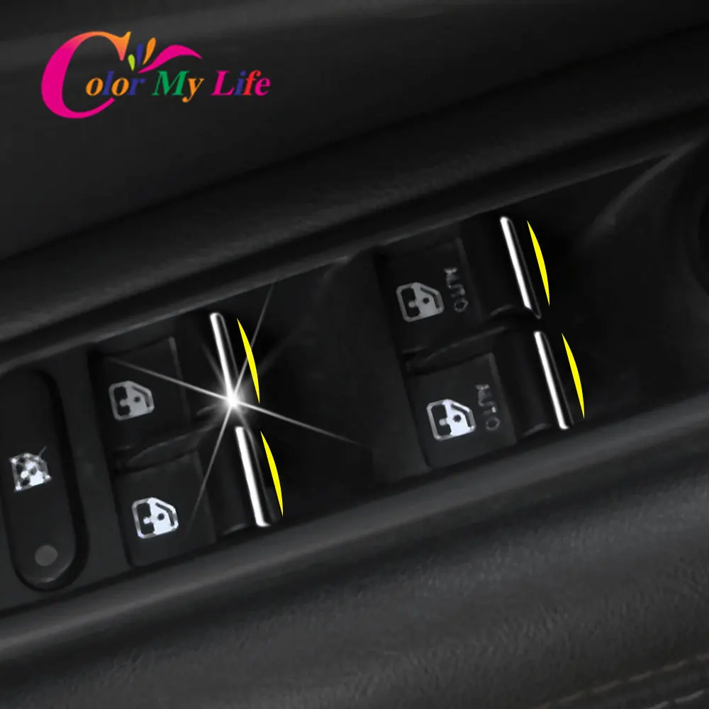 El Color de Mi Vida 7Pcs/Set ABS Ventanas de Chrome Levantador Botón de la Perilla de Lentejuelas de ajuste para el Jeep Renegade - 2020 Interior Accesorios 4