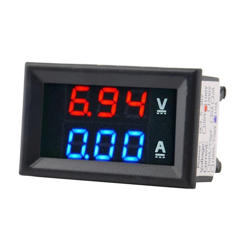 3pcs LED Digital DC 0-100V 10A Voltaje Amperios Voltios Medidor de Panel Dual Voltímetro Amperímetro Tester 4