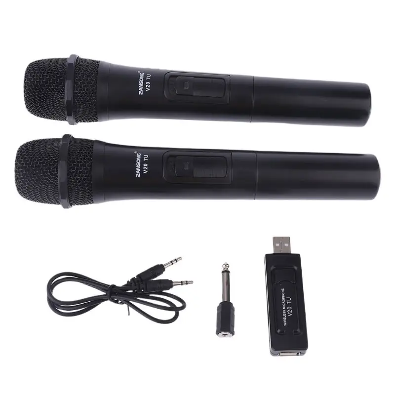 UHF USB 3.5 mm 6.35 mm Micrófono Inalámbrico Megáfono de Mano Mic con el Receptor para el Karaoke de Voz Altavoz 4