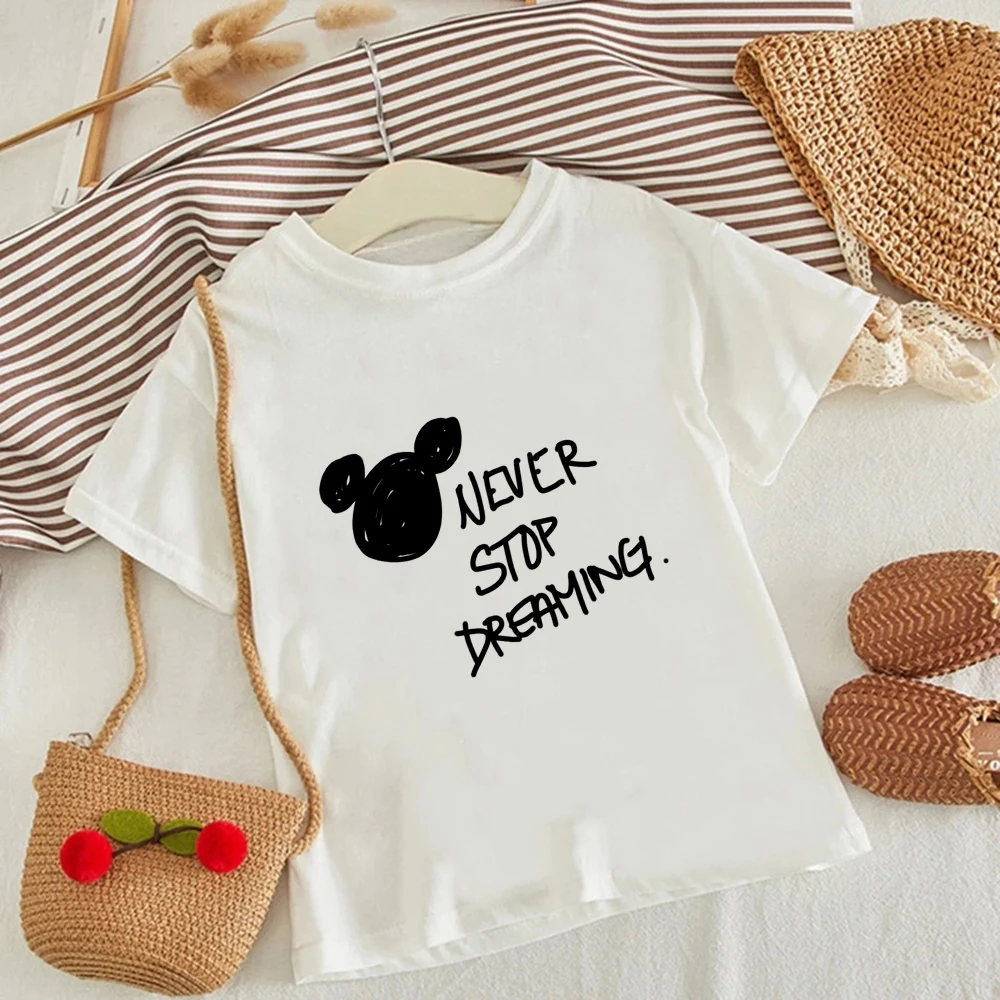 Camiseta niños T Harajuku Todo Stanted con Un Ratón de Mickey Si Puedes soñarlo Puedes Hacerlo Imprimir los Niños T-Shirt Ropa de Bebé 4