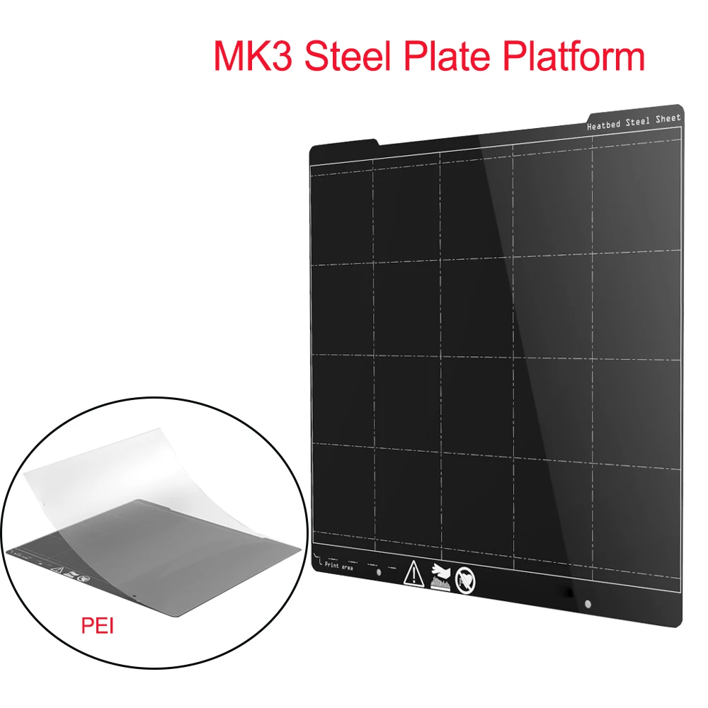 MK3 Primavera de la Placa de Acero de la Plataforma de 254*241MM Heatbed de la Impresora 3D de la Plataforma+PEI de la Hoja de la Impresora 3D de Piezas Para I3 MK3 MK3S Semillero de la etiqueta Engomada 4